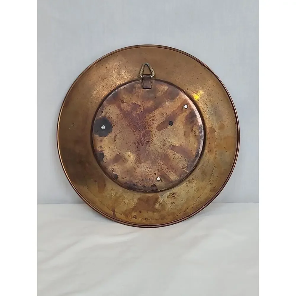 Antique Brass Copper Dragon Koi Decorative Plate Original Hand Crafted Engraved
